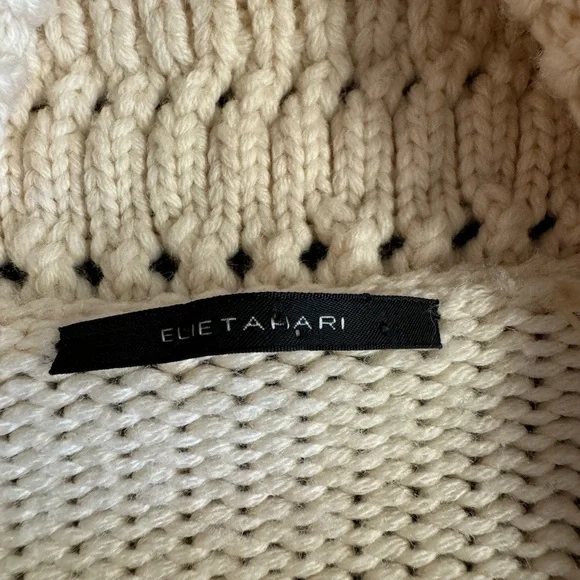 Elie Tahari 100% Merino Wool Luxurious heavy warm cream sweater duster Size M - Picture 2 of 7